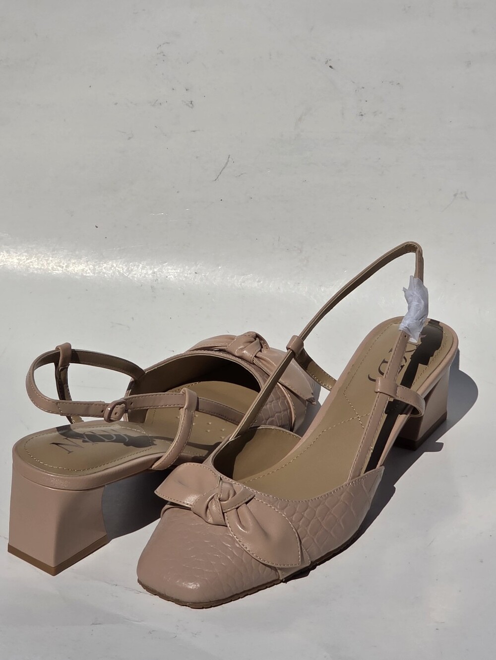 NYDJ Sallie94 Dusty Rose Croco Slingback Block Heel Pumps Size 7.5